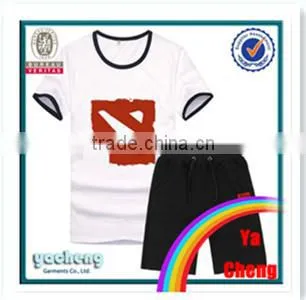 printing short sleeve shirt and pants suits/sport suit men/100% cotton suit men