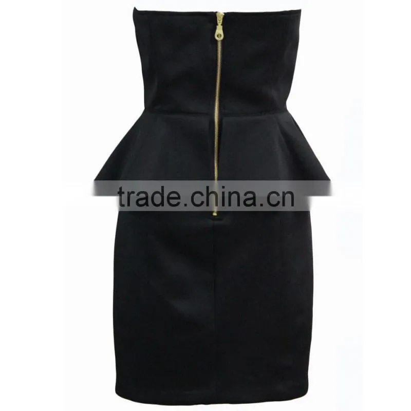 black evening dress,off shoulder peplum straight slim fitting metal zipper back sexy peplum dress