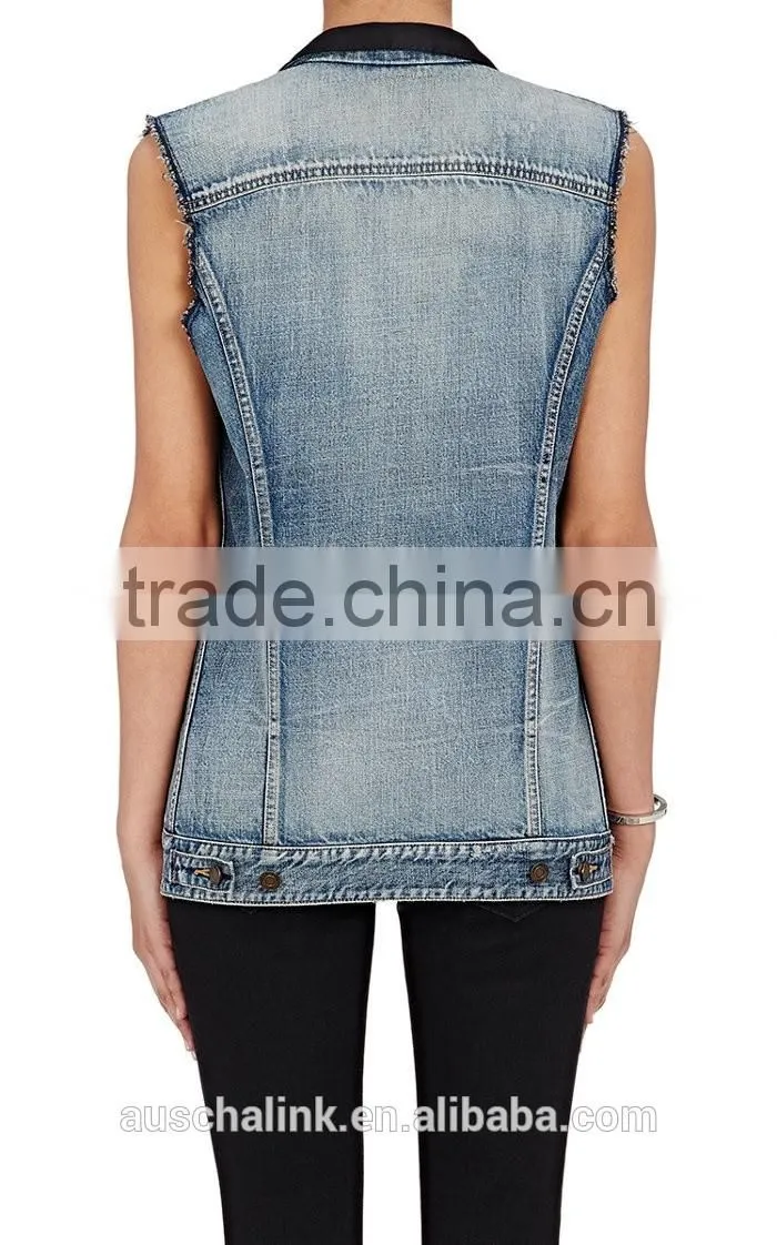 new arrival Autumn fashion design girls denim vest wholesale