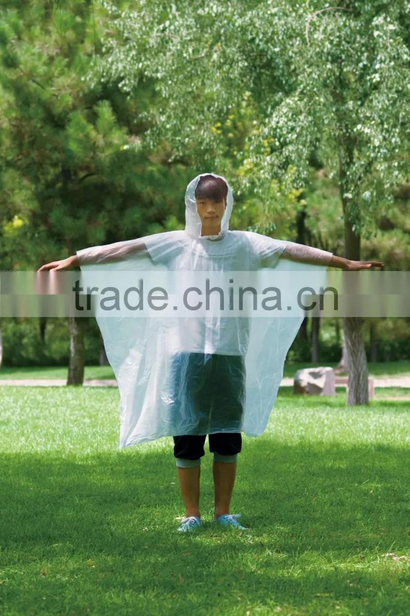 Kids customized plastic raincoat rain poncho with logo in the bag