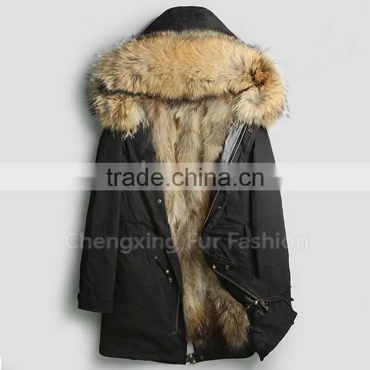 CX-G-P-13 Hot Sale Wholesale Winter Coat Real Raccoon Fur Lining Fur Parka