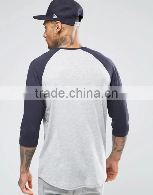 Design your own summer 3/4 raglan sleeve sports t-shirt from China reliable garment factory trade assurance