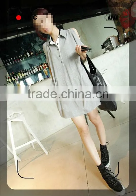 Ladies cotton long loose Dri polo t-shirts 201302