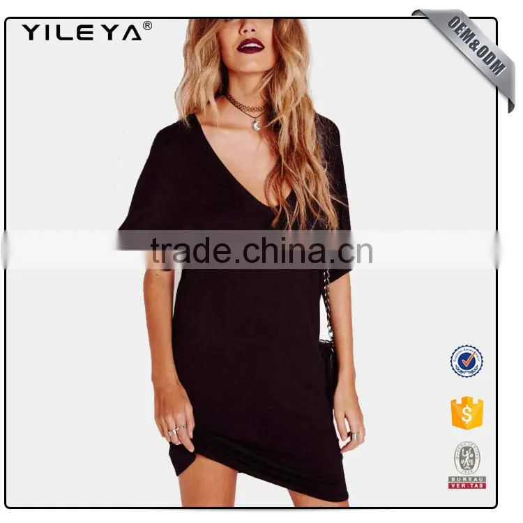 Summer long style girl tee short sleeve custon women cotton t shirt