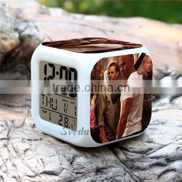 (Hot movie) Hot Gift 2015 New Fast & Furious LED Digital Clock Alarm Clock Mini clock