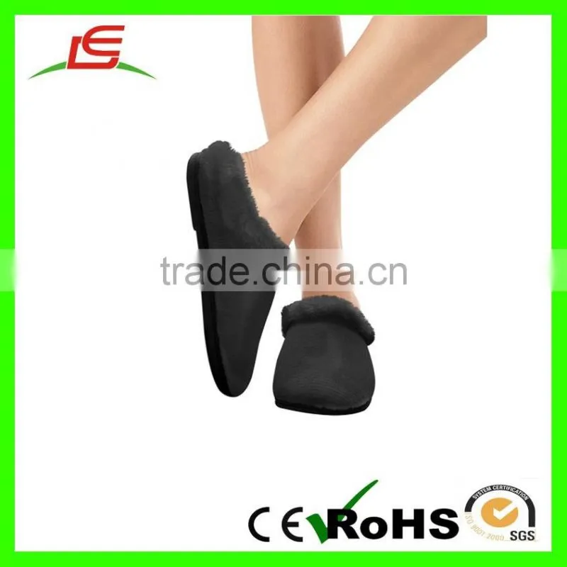 LE Factory wholesale pink&black velvet plush lady slipper for indoor