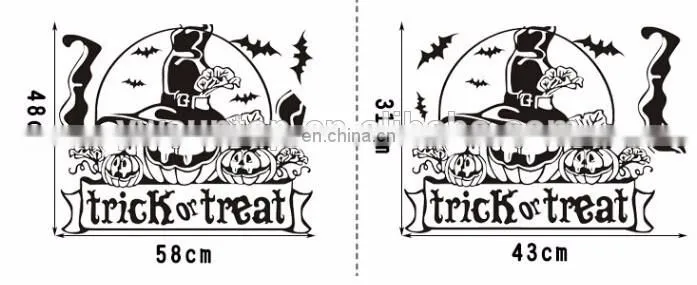 Halloween Theme Pumpkin With Hat Window/Wall Sticker Halloween Decoration Home Decoration