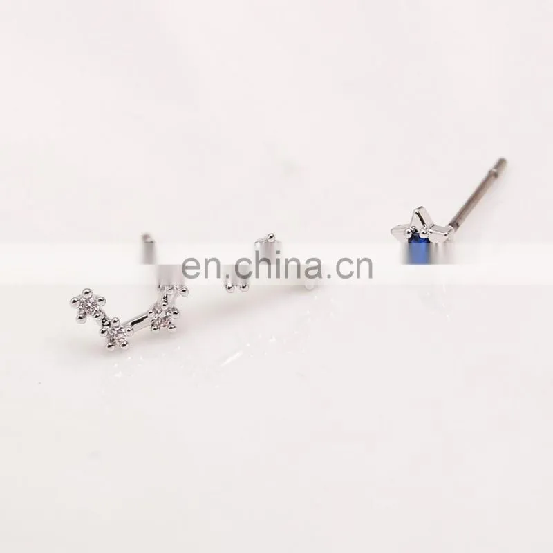 Asymmetric stud earrings darling small dipper star for your lobes