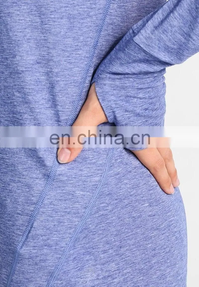 Pofessional blank design women long sleeve fitness shirts gym custom logo in bulk with thumb cuffs