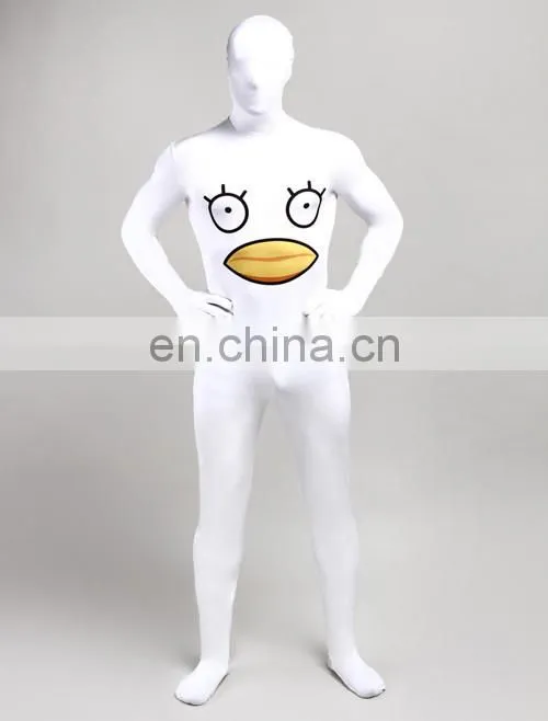Unisex Adult White Morph Suits Duck Chicken Print Cosplay Party Costume