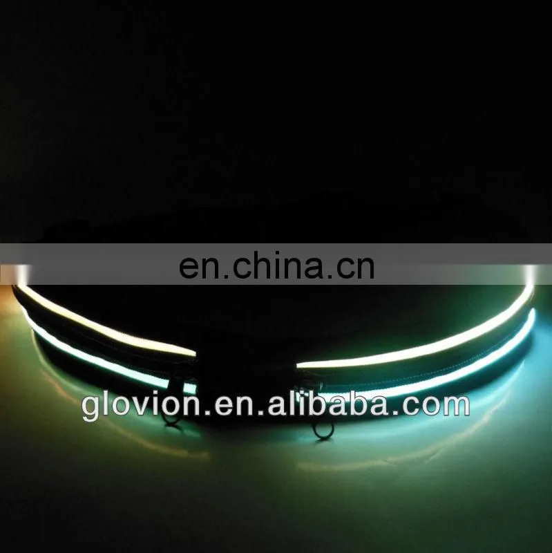 Newest! led sports belt bag glowing belt pocket night light led belt