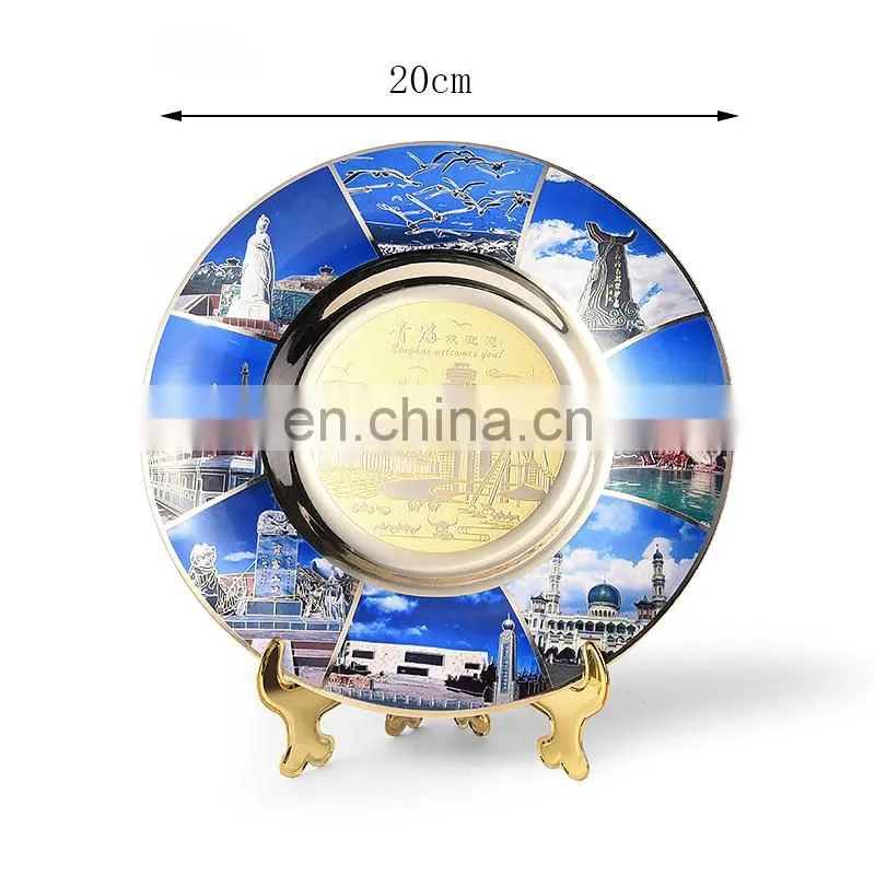 Custom colorful round metal commemorative plate for sale
