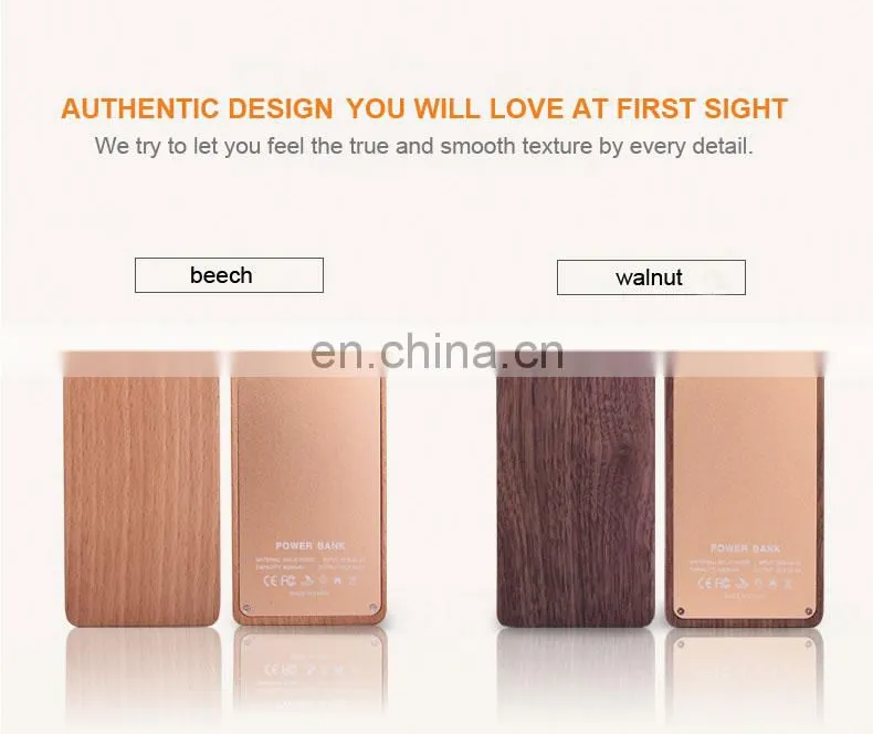2020 walnut wooden mobile phone power bank charger 8000mah wood mobile power bank portable charger