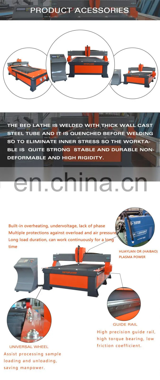 Iron/ Stainless Steel/ aluminum/ copper CNC Plasma Cutting Machine, plasma cutting machine cnc