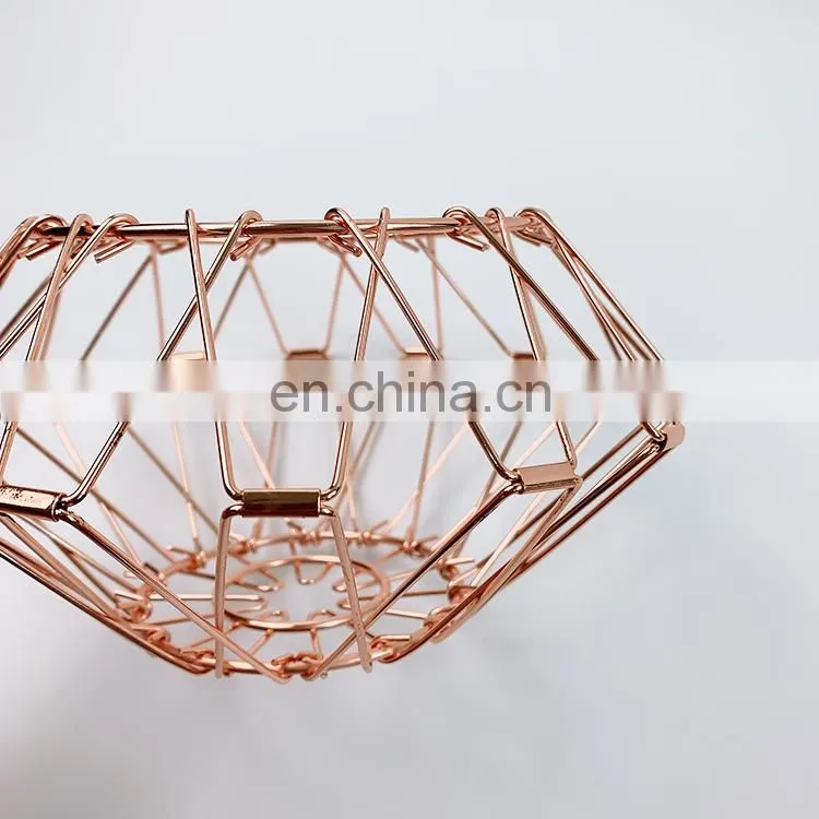 mini foldable basket collapsible home kitchen counter top decor metal fruit basket stand bowl storage
