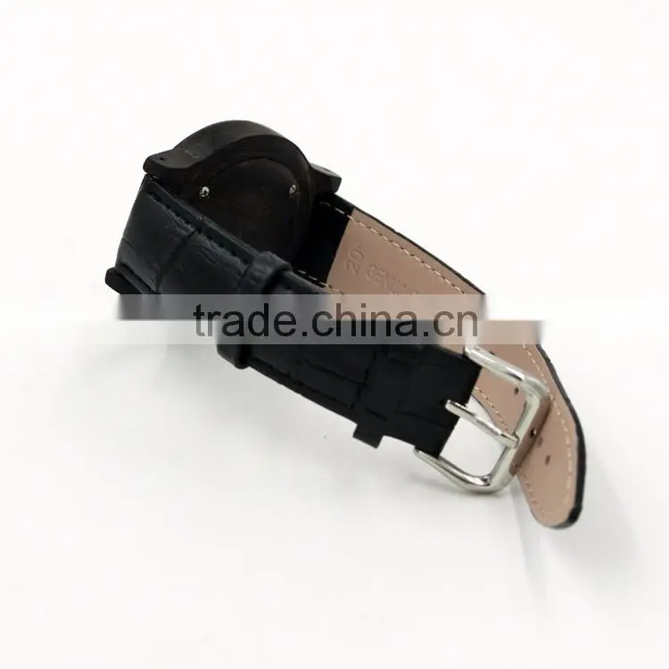 Wholesale Fashion Wood Watch Men Custom Logo Wrist Watch With Genuine Leather Band