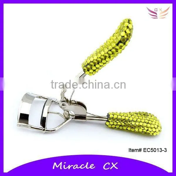 With rhinestones colored glitter handle eyelash curler