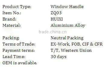 Aluminium castment window handle
