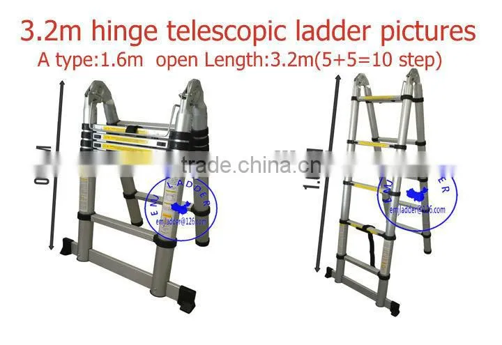 Industrial Aluminum Telescopic Ladder 5.6m=9+9=18 steps With SGS 2012 EN131