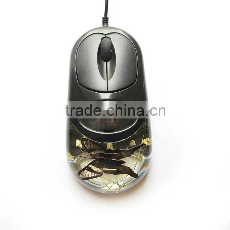 Fashionable new style resin real buttfly computer mouse