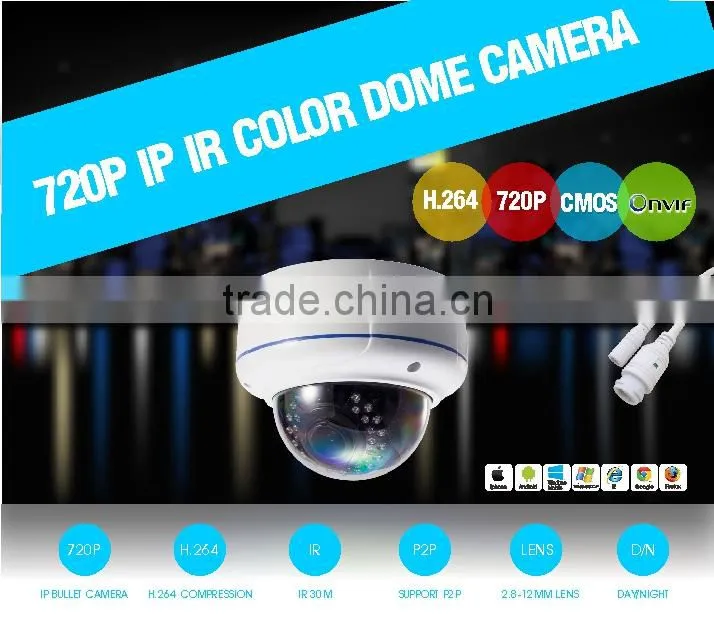 HD 1.0 Megapixels 720P Security IR LEDs Dome CCTV IP Camera ONVIF 2.4 indoor Cam Night Vision P2P cloud