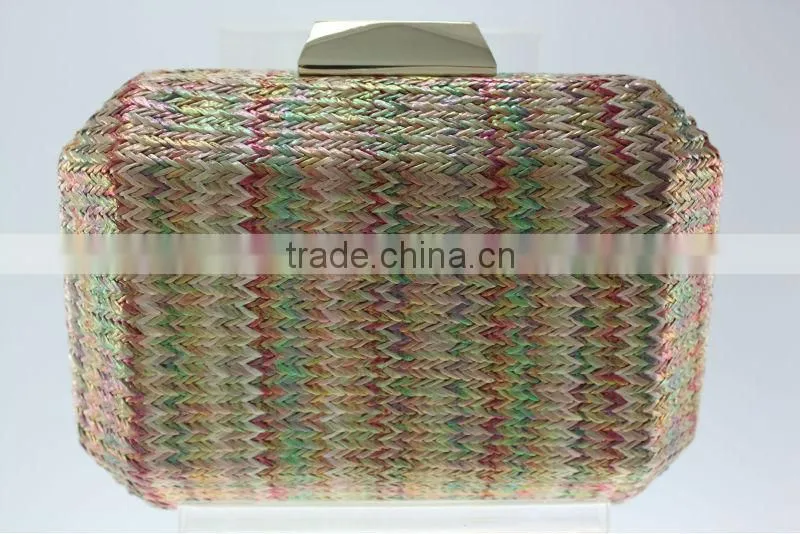 Latest style bags weave PU evening bags/clutch bag