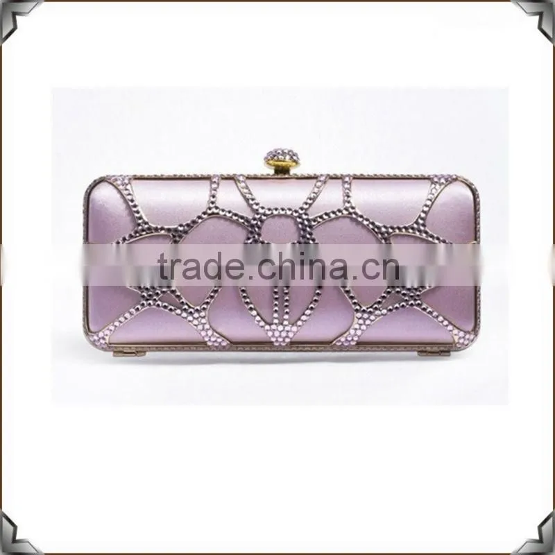 Pink Box Shape Crystal Studded Ladies Evening Bags crystal clutch