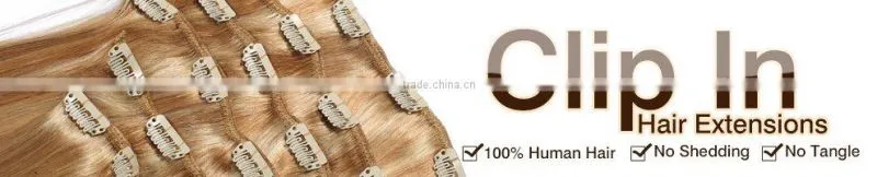 Top quality popular remy silky human hair Clip On Hair Extension