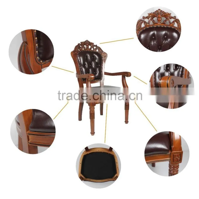 Factory manufacturer hand carved comfortable backrest dining French antique wooden chair pictures in hotel reception