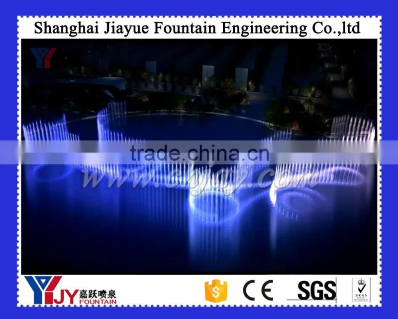 Outdoor large scale gas explosion fountain project with music and led light in the lake