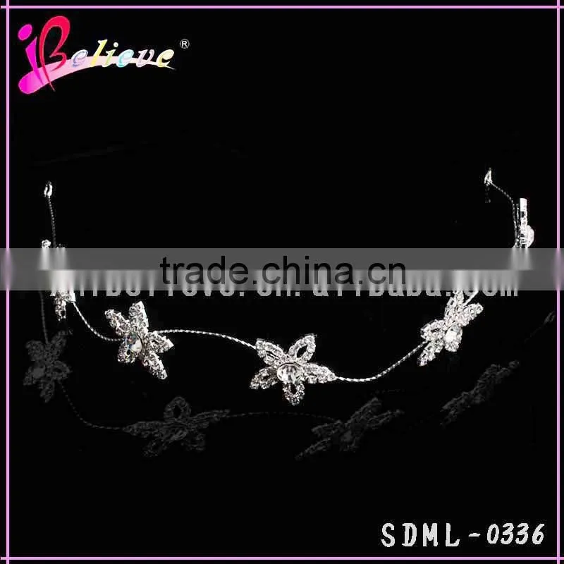 Chinese products wholesale headband,clear rhinestone flower headband,metal headband
