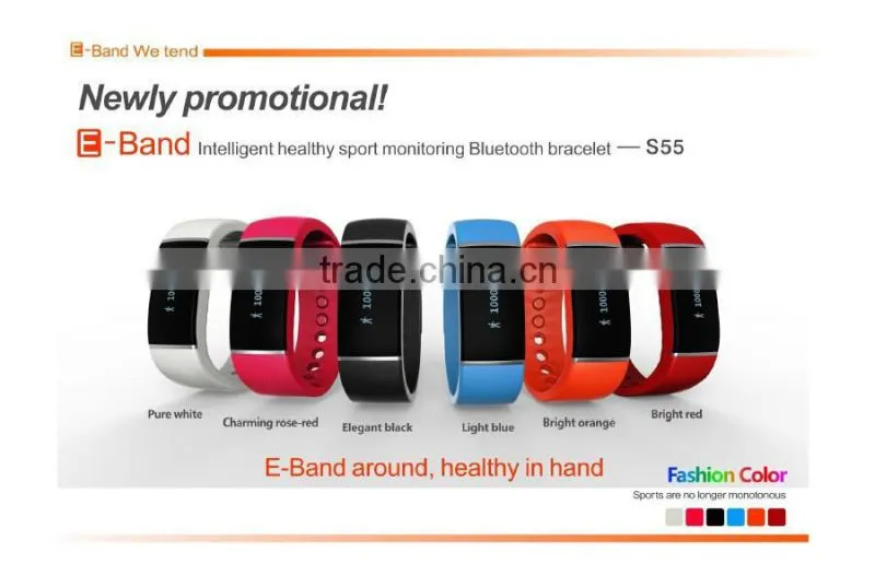 S55 Smart Bracelet Waterproof Bluetooth 4.0 Pedometer Band Health Wristband Fitness Tracker Smartband For Android IOS Phone