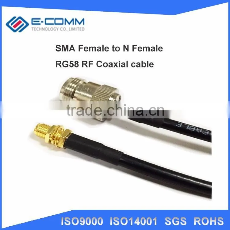 High Quality N female to SMA female nut bulkhead RG58 jumper pigtail cable 50cm