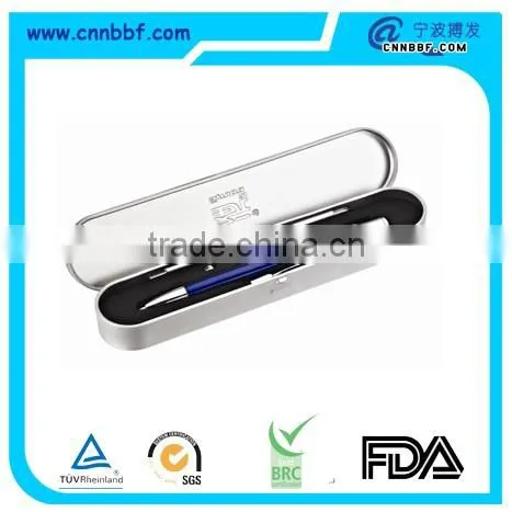 Hot selling Easy tin pen box for double pen/metal pen box with velvet inner