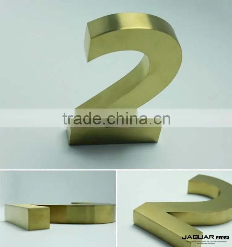 Factory sell outdoor custom waterproof brushed stainless steel 3d house number