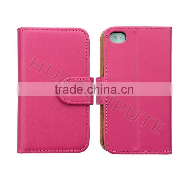 Anti-scratch and shockproof leather phone case for iphone4 with card holder