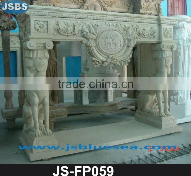 Carved white marble fireplace frame