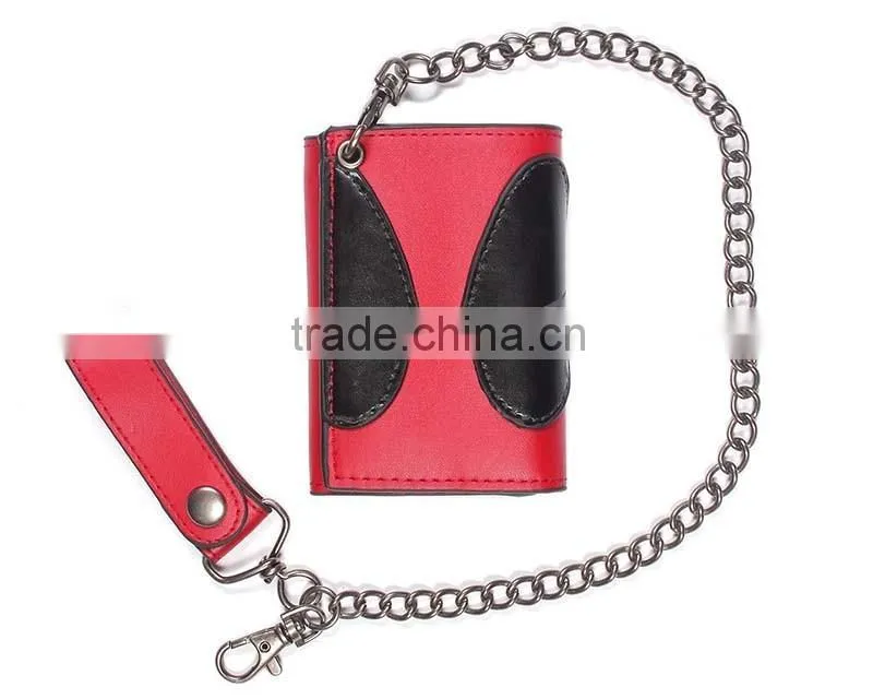 Top Grade real leather Tri-Fold chain wallet designer wallet chains