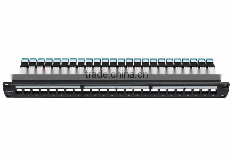 Empty patch panel, 24 Port 1U Keystone Jack Snap in Blank Panel for Cat5e Cat6 RJ45 19 inch