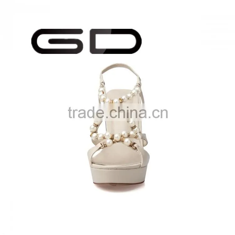 GDSHOE korean girls nude wedge beach beaded sandals shoes