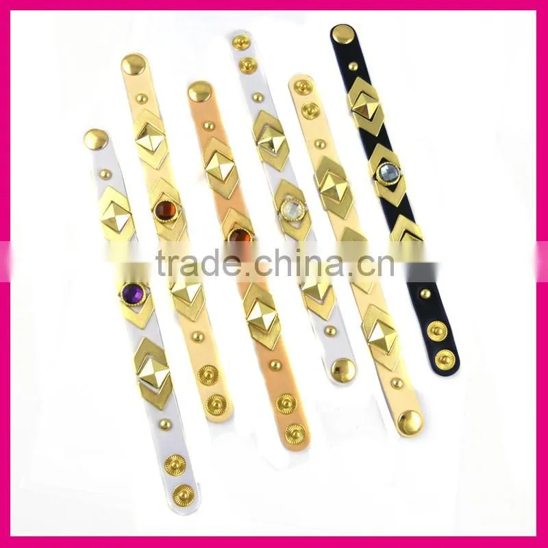 BR5015-3(1)gold leather bracelet wholesale alibaba gold member