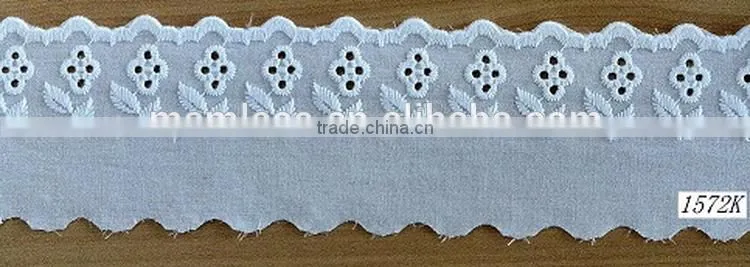 Top grade hot sale eyelet cotton lace trim embroidery