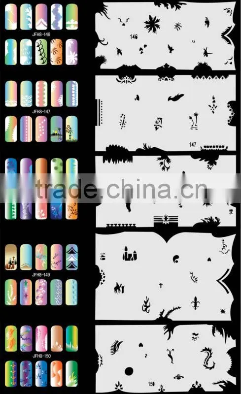 Airbrush Stencils For Nail Art Paint Air Brush Salon 320 Design (20 Sheets) Set No.8