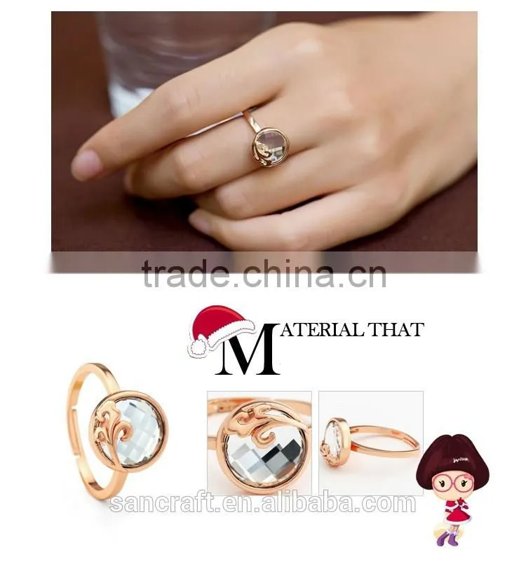 Big Austrian crystal adjustable jewellery college ring ceremony gift
