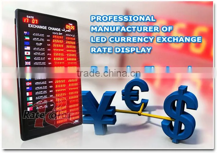 Wall Mouted Aluminum Fram LED Electronic currency exhange rate display board for Bank