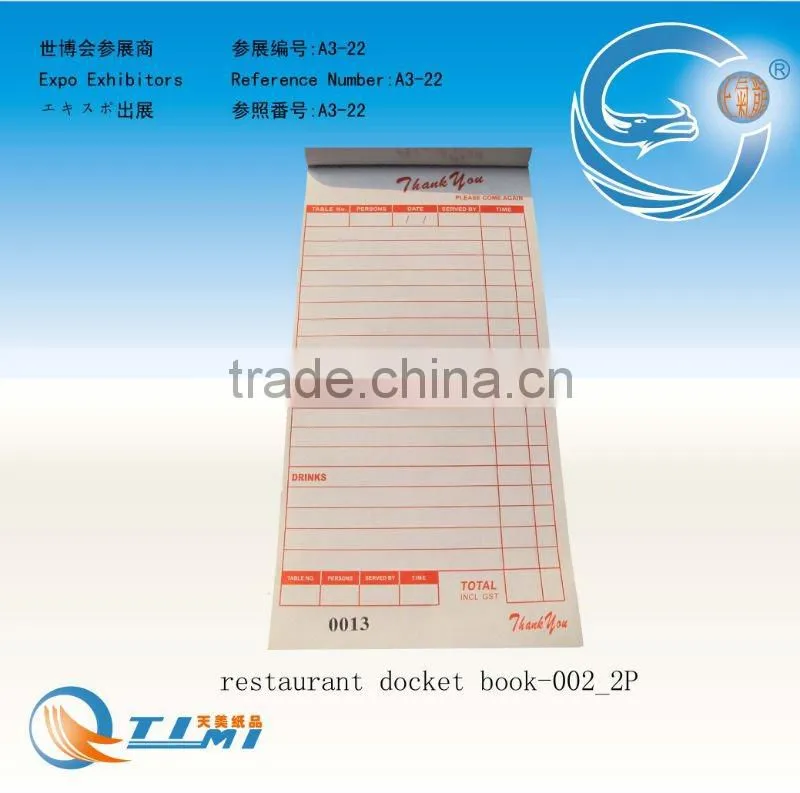 restaurant docket book(large table order book),take away docket book,