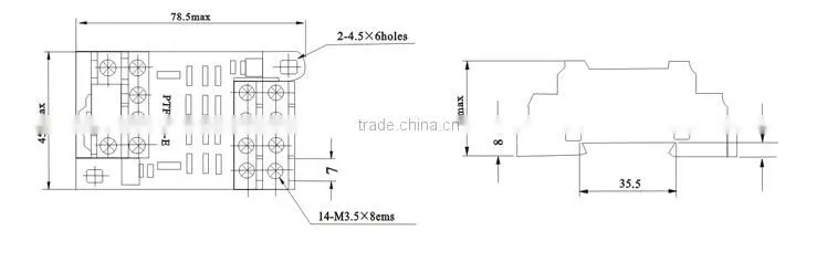 PTF14A-E General Purpose 14 PIN 300VAC 12A Connecting Electric Contact Relay Socket with CE