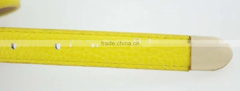 NEW Design Women's Classic Yellow PU leather belt for dress with Leather buckle