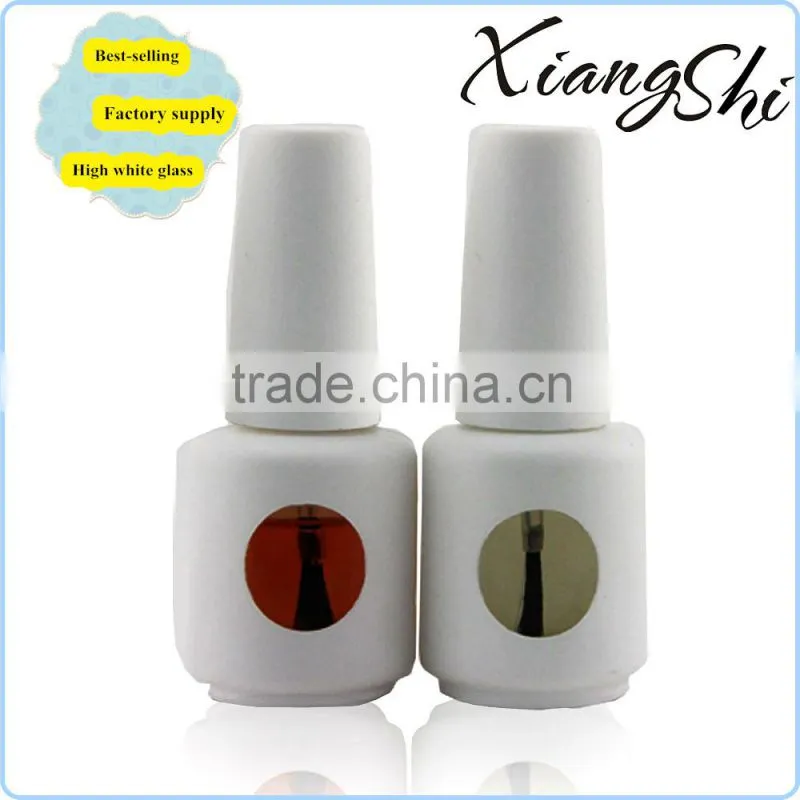 paper stiker glass gel nail polish bottle with cap and brush