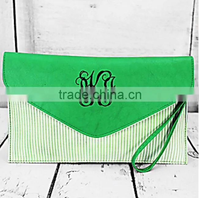 Monogrammed Seersucker Envelope Clutch and cross body purse, cross body clutch, purse, tablet case
